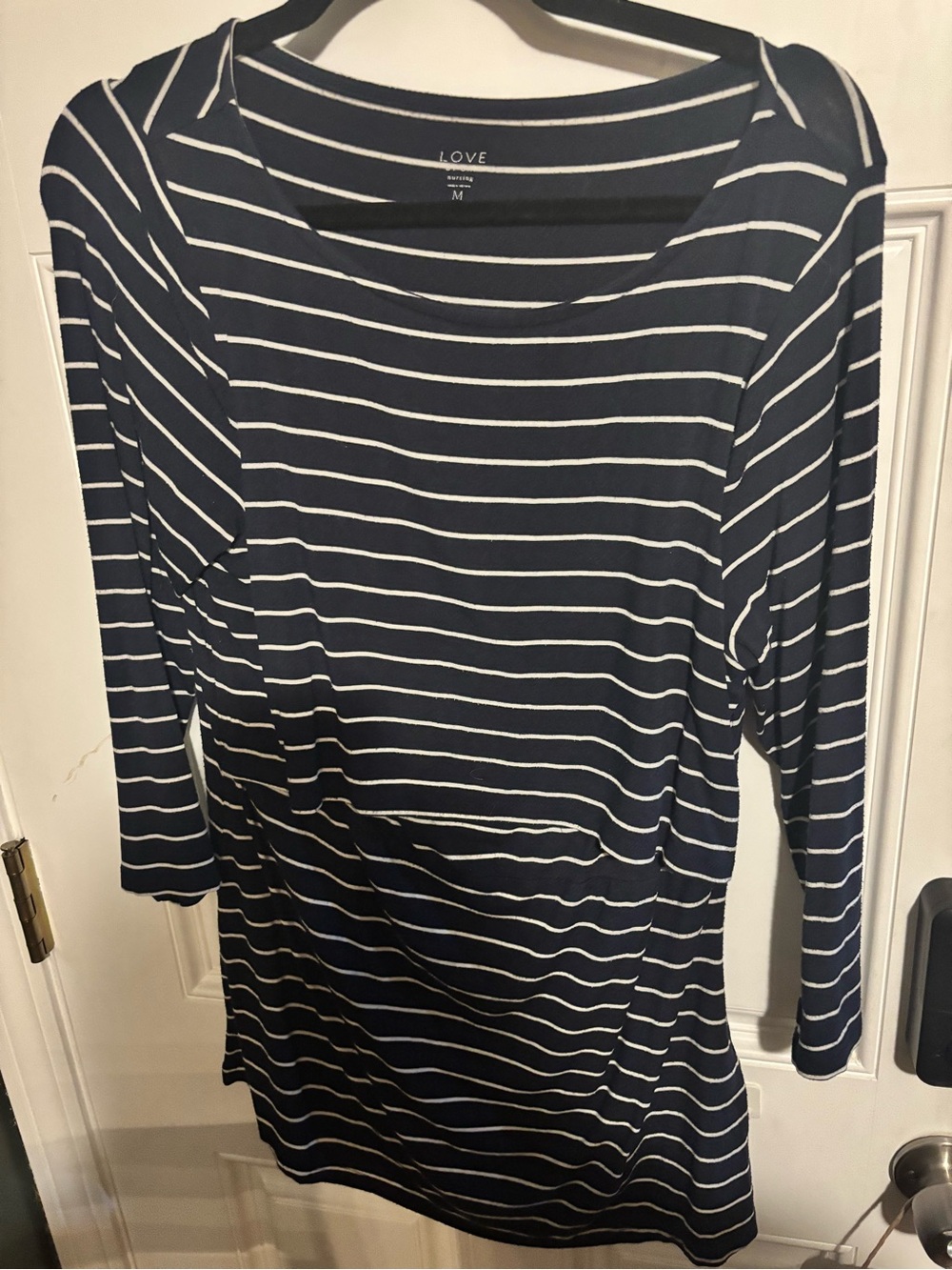 Love by Gap Nursing Navy & White Striped Women’s Long Sleeve Top